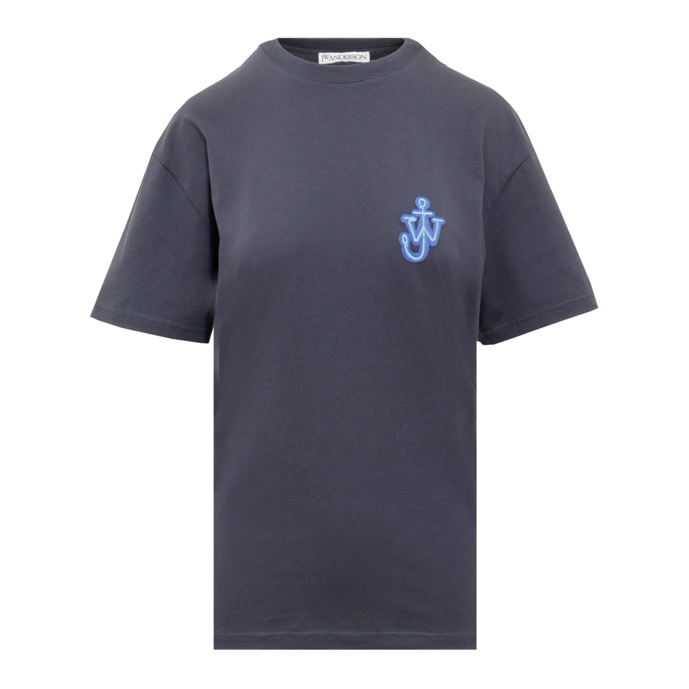 JW Anderson Anker Logo Ronde Hals T-shirt Blue Heren
