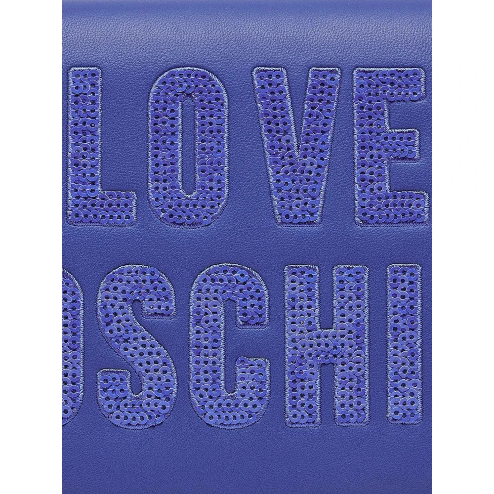 Love Moschino Blauwe Paillet Schoudertas Blue Dames
