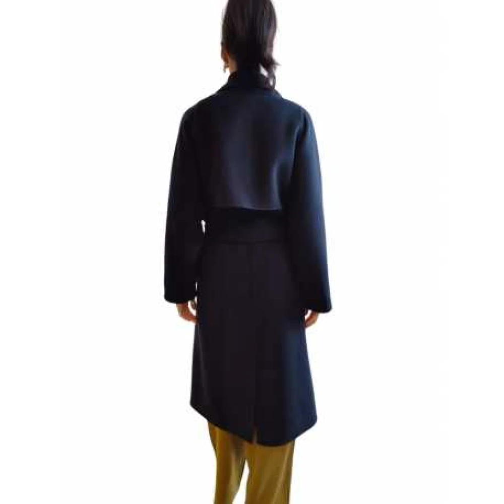 Essentiel Antwerp Navy double-breasted jas met riem Blue Dames