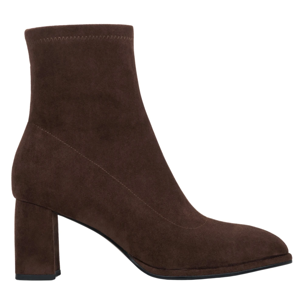 Estro Vrouw Bruin Schoenen Dames, 39 Eu, Leer, Velours Enkellaarsjes