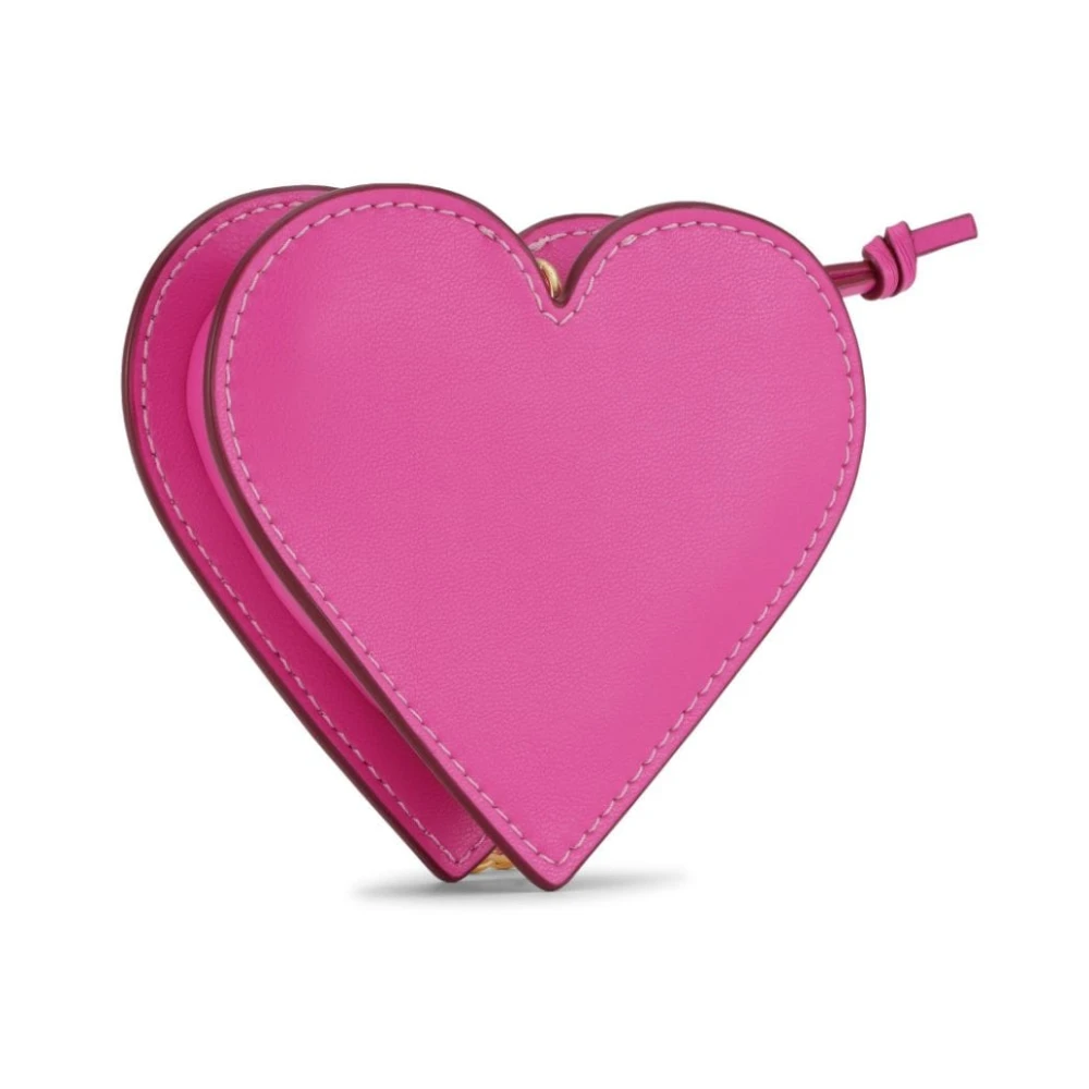 Ganni Leren sleutelhanger met hartontwerp Pink Dames