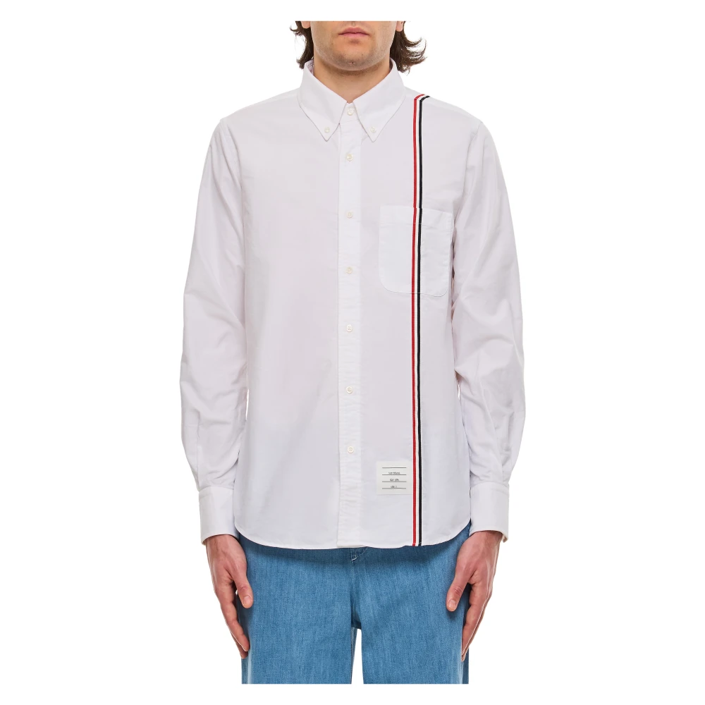 Thom Browne Men's White Casual Shirts, L, Cotton Oxford Shirt
