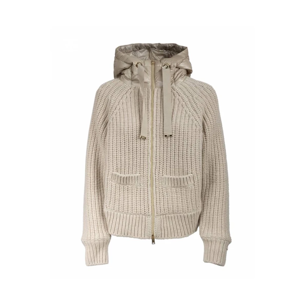 Herno Infinity Gebreid Ultralicht Bomberjack Beige Dames
