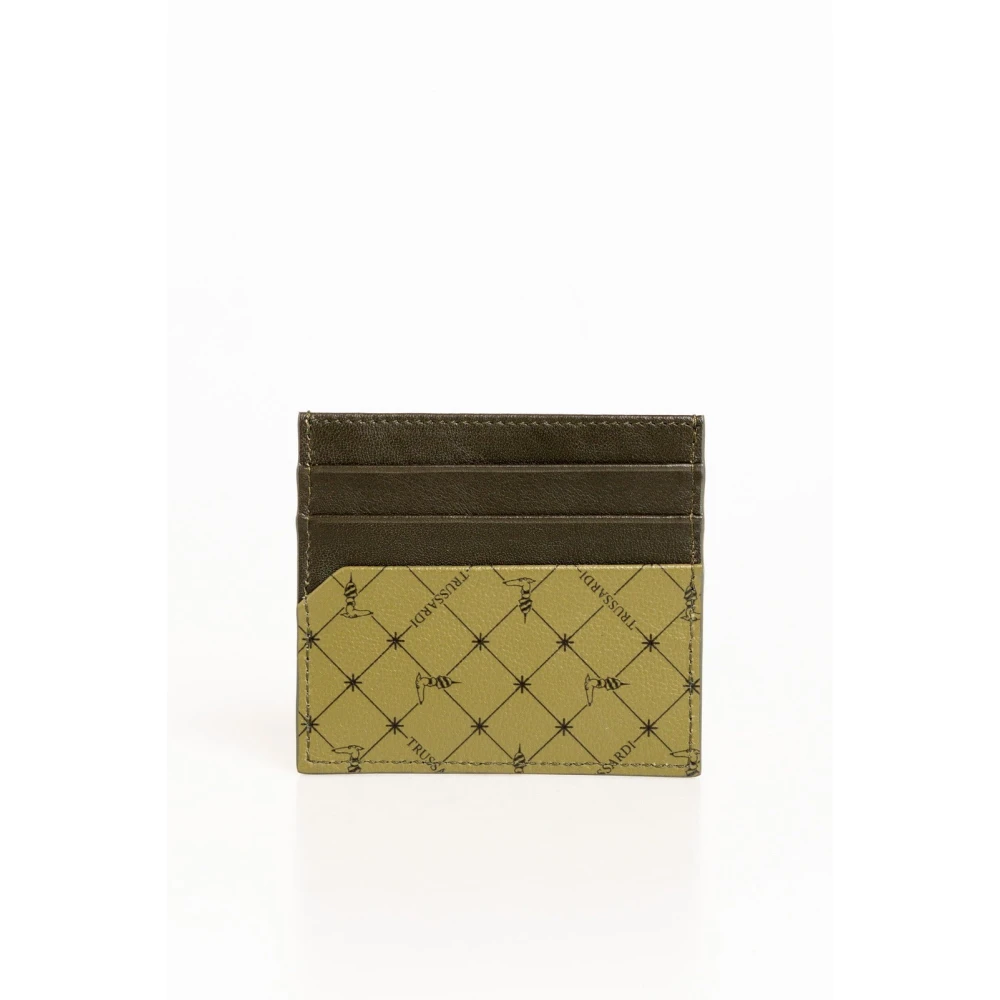 Trussardi Leren kaarthouderportemonnee met voorlogo Green Heren