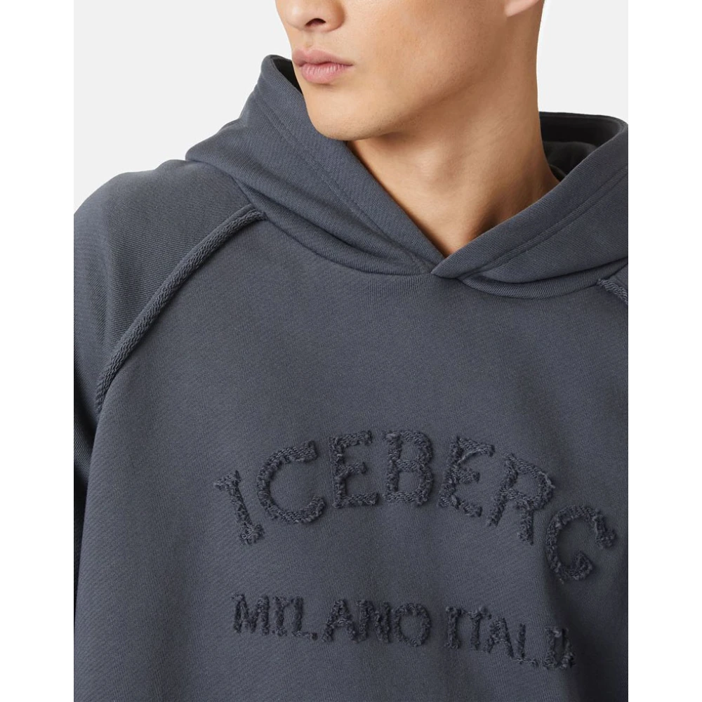 Iceberg Sweatshirt met capuchon en logo Gray Heren