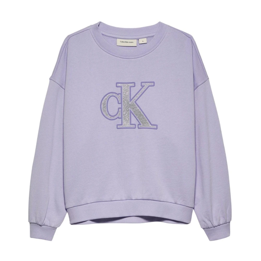 Calvin Klein Girls Purple Kids Sweatshirts, 4 Y, Metallic Sweatshirt