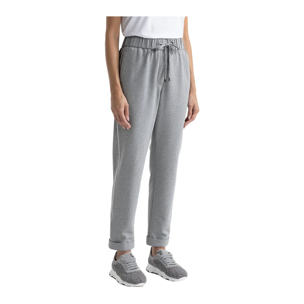 PESERICO Stretch katoenen fleeceb broek Gray Dames