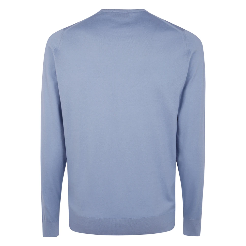 John Smedley Lange mouwen ronde hals trui Blue Heren