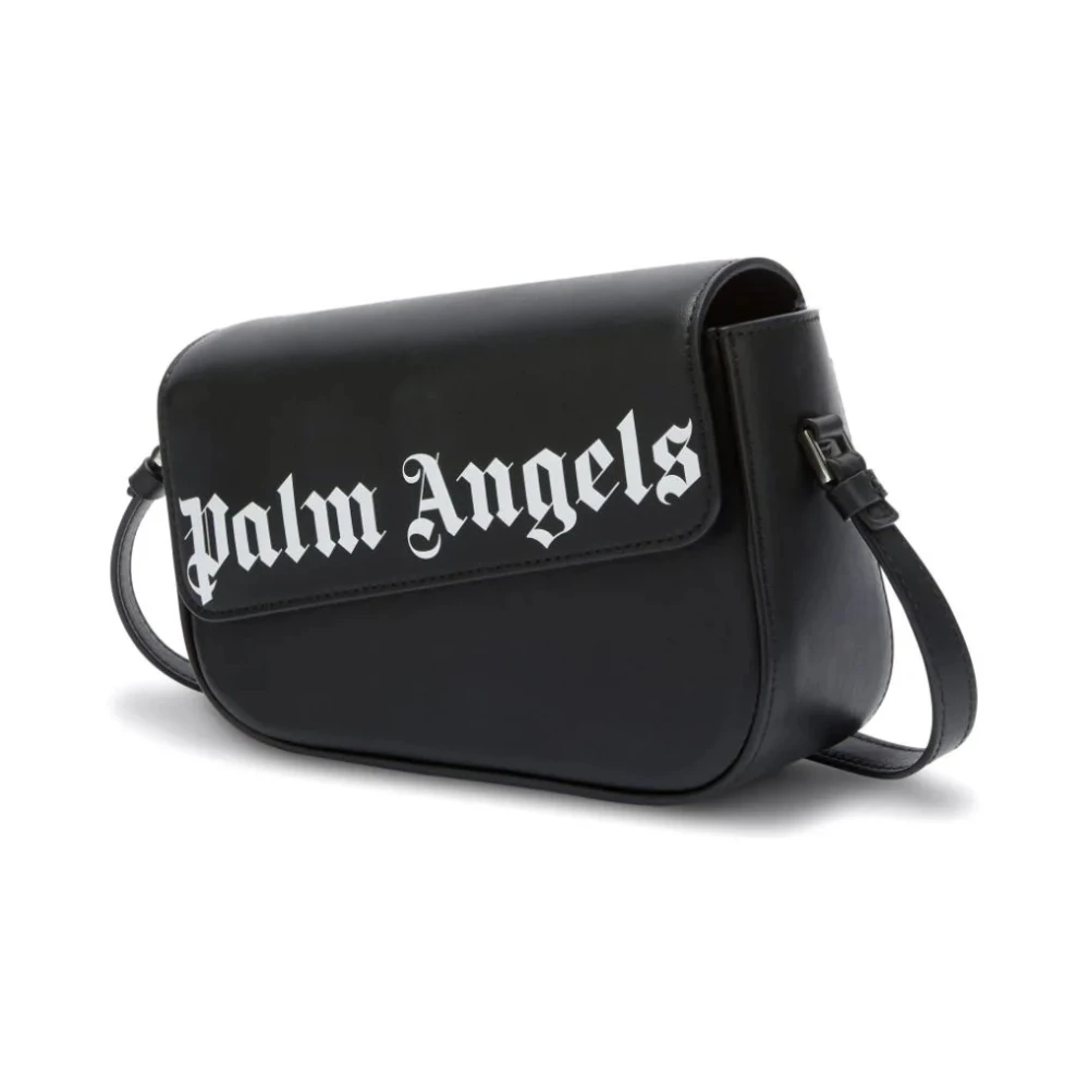 Palm Angels Zwarte Crash Schoudertas van Leer Black Dames
