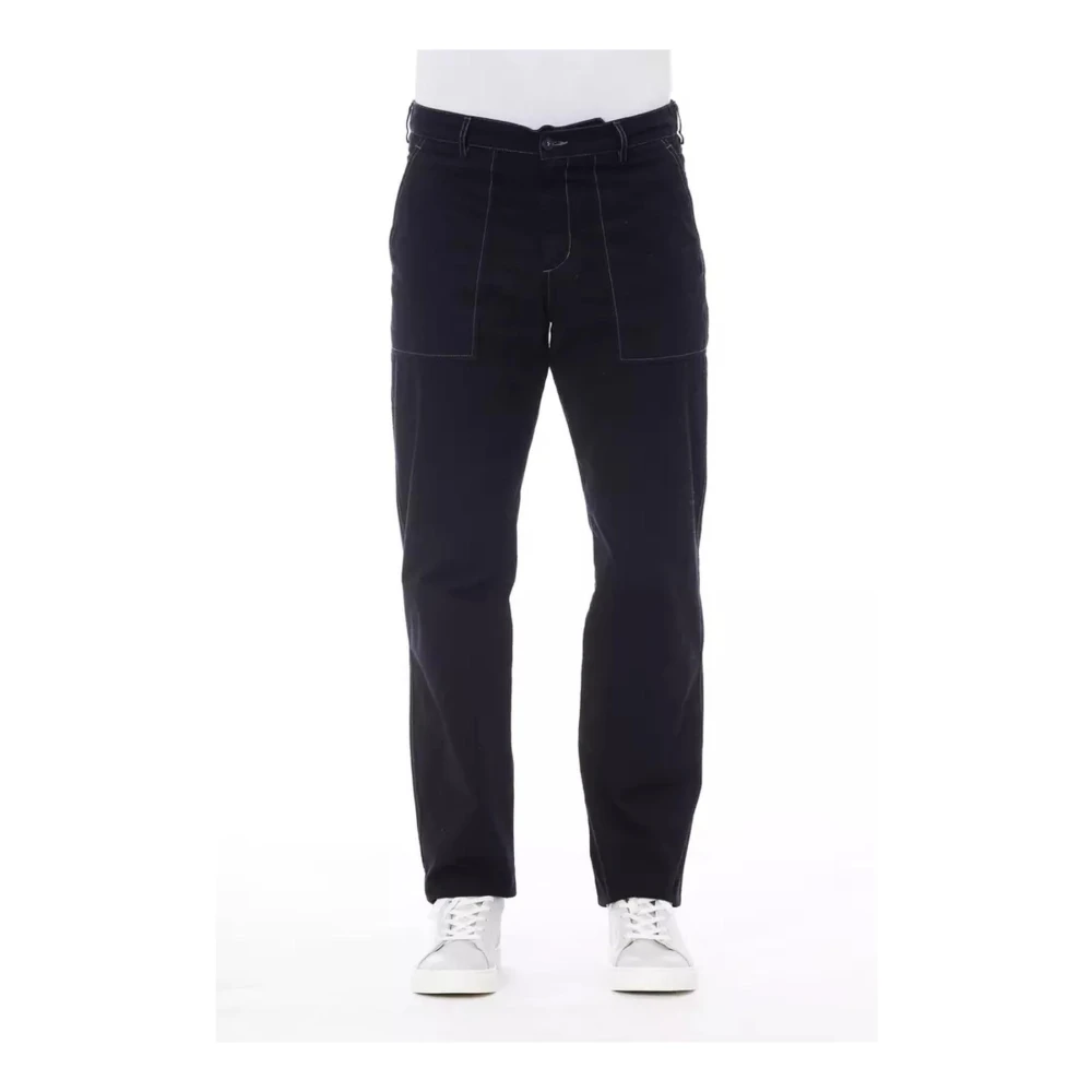 Alpha Studio Blauwe Katoenen Jeans met Voor- en Achterzakken Blue Heren