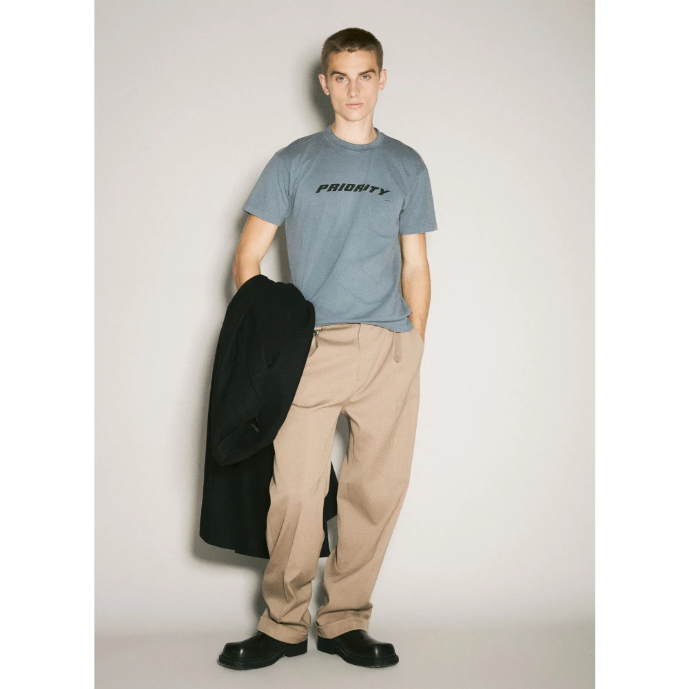 Eytys Voor Tekst Print Crewneck T-Shirt Gray Heren