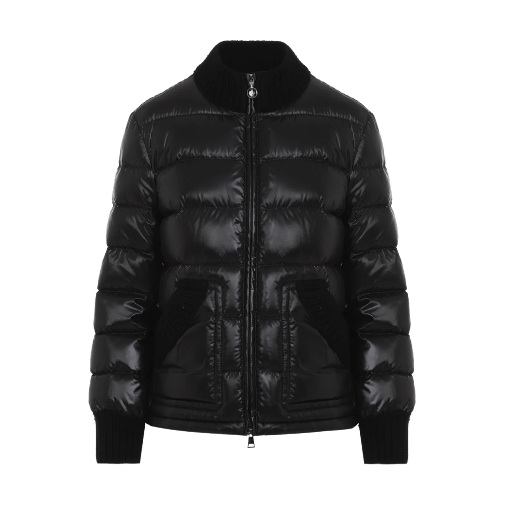 Moncler Gewatteerde donsjas met geribbelde afwerking Black Heren