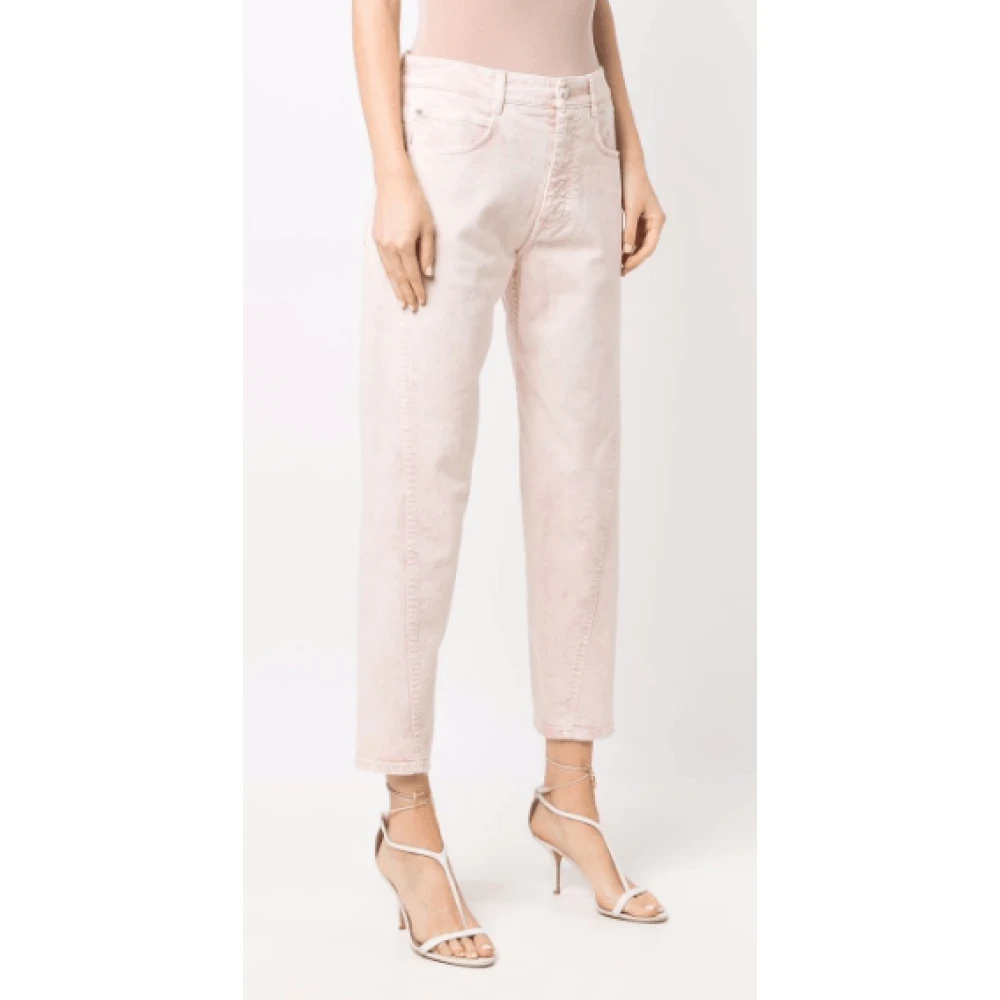 Stella Mccartney Roze Faded Cropped Denim Jeans Pink Dames