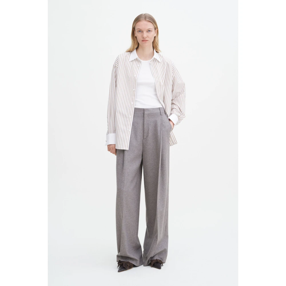 Filippa K Flanellen Wijde Geplooide Broek Gray Dames