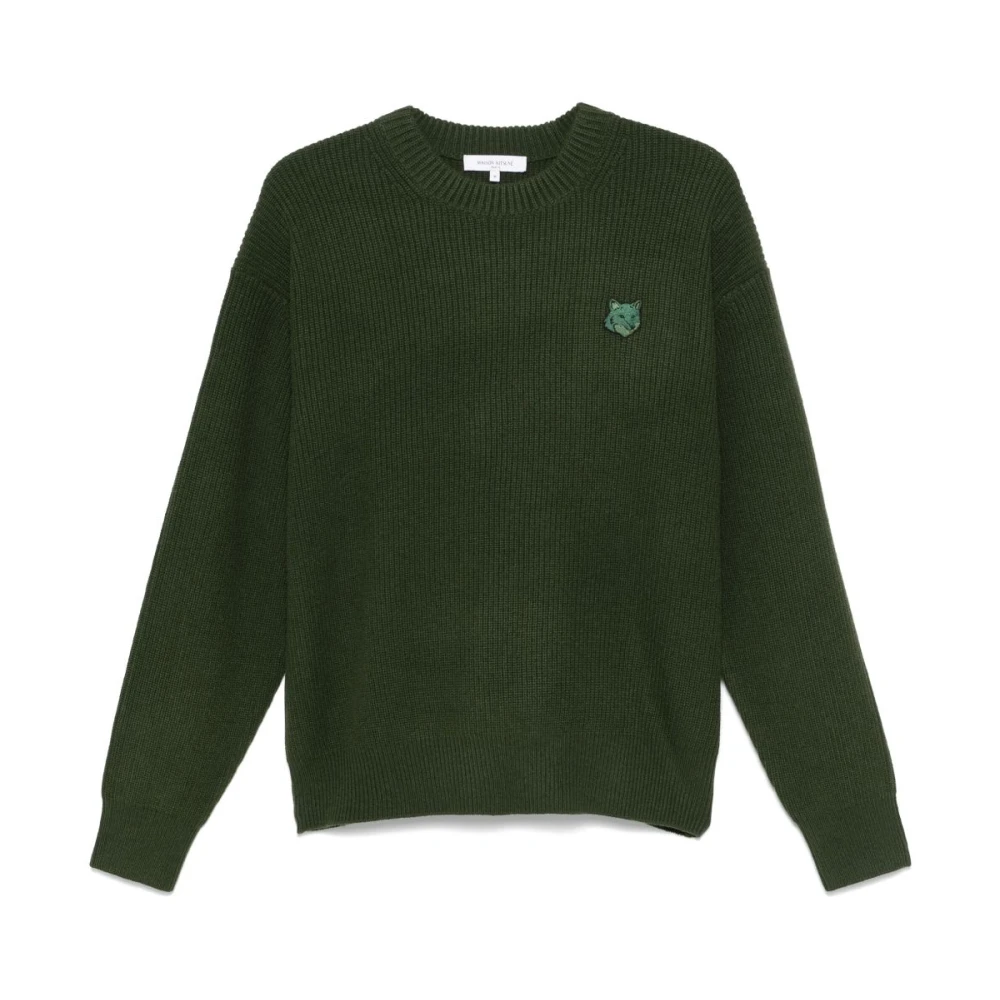 Maison Kitsuné Bosgroene Vos Motief Trui Green Heren