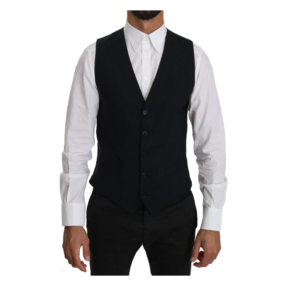 Dolce & Gabbana Men's Blue Formal Wool Blend Vest - Waistcoats - S - Suits