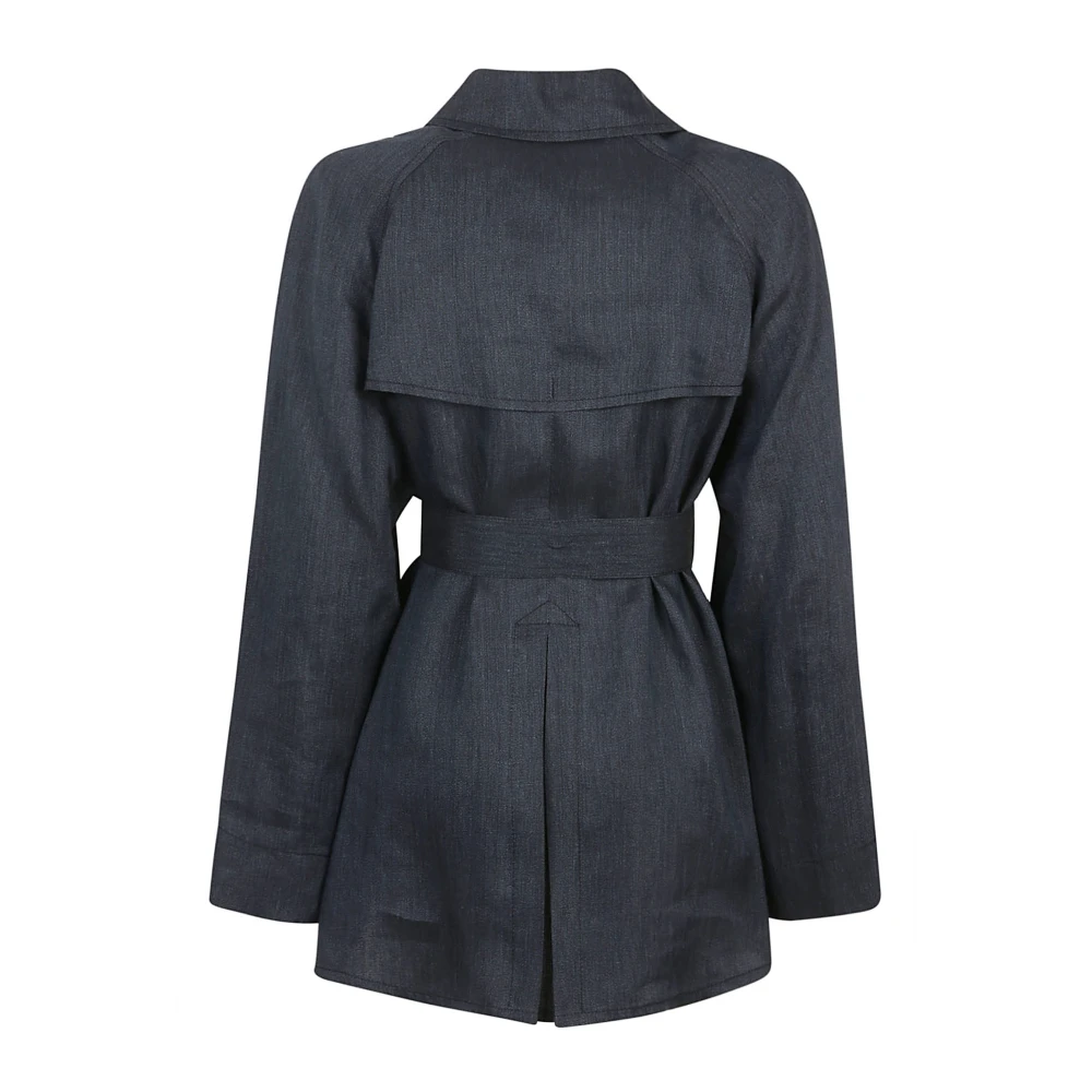 Fay Denim Linnen Jas met Suède Details Blue Dames