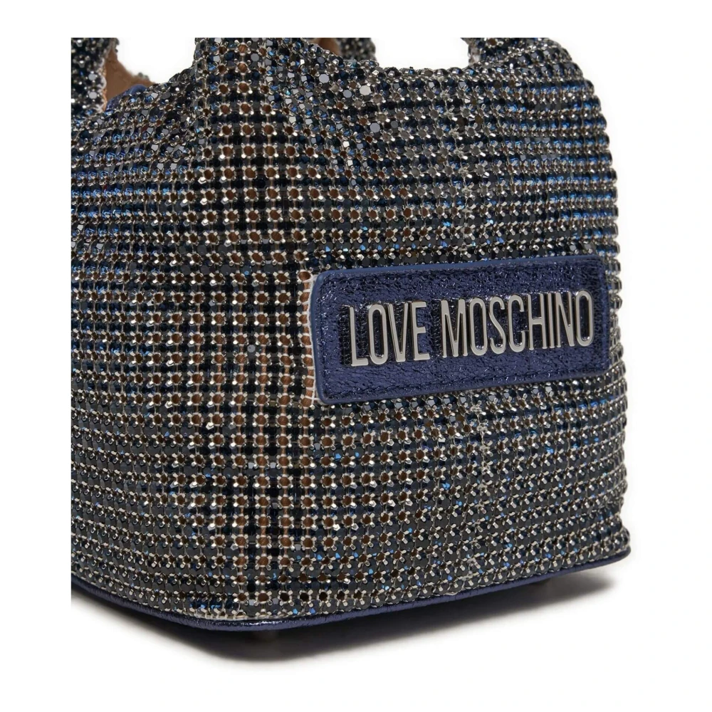 Love Moschino Middernachtblauwe Handtas met Strass Gray Dames