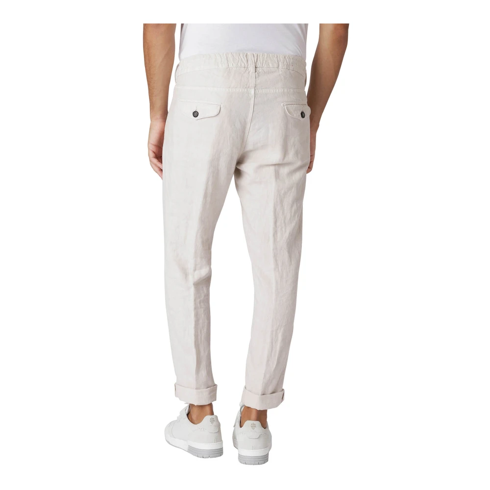Eleventy Linnen Jogger Broek Beige Heren