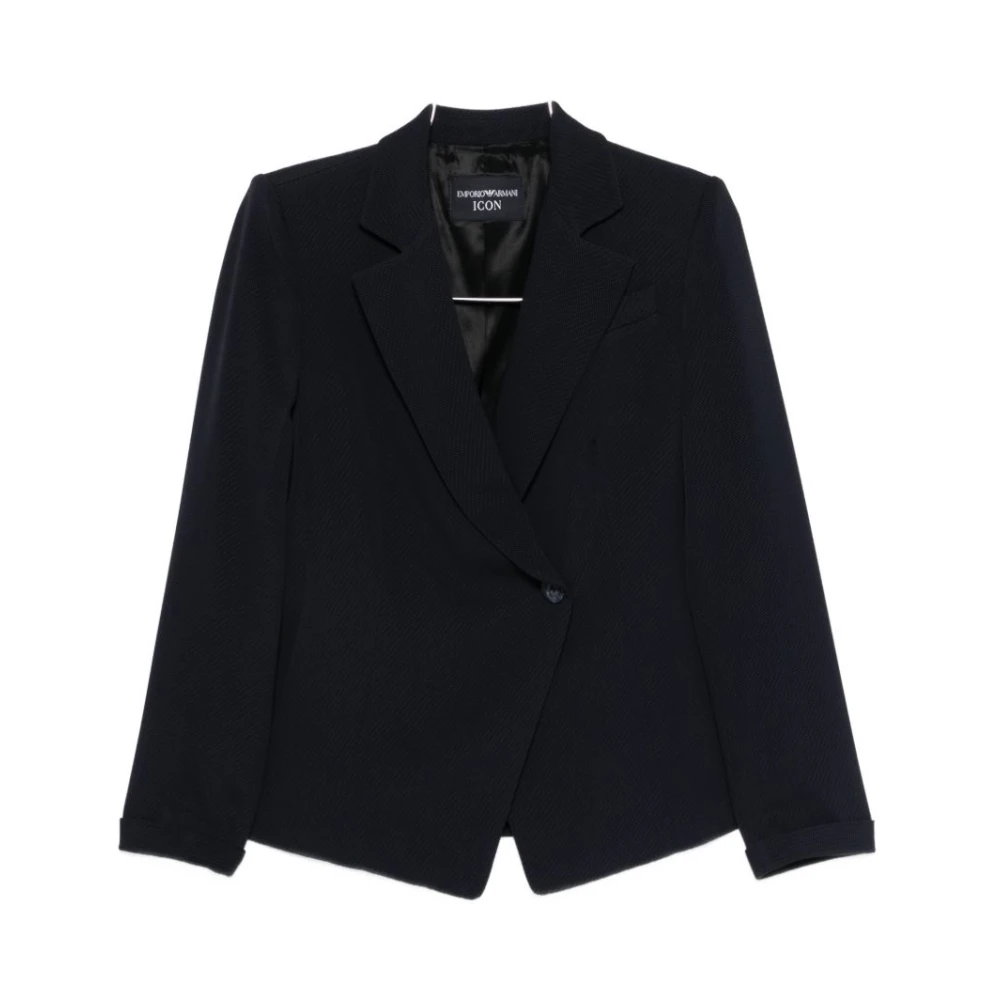 Emporio Armani Vrouw Blauw Jassen Dames, 2XS, Icon Single-Breasted Jacket