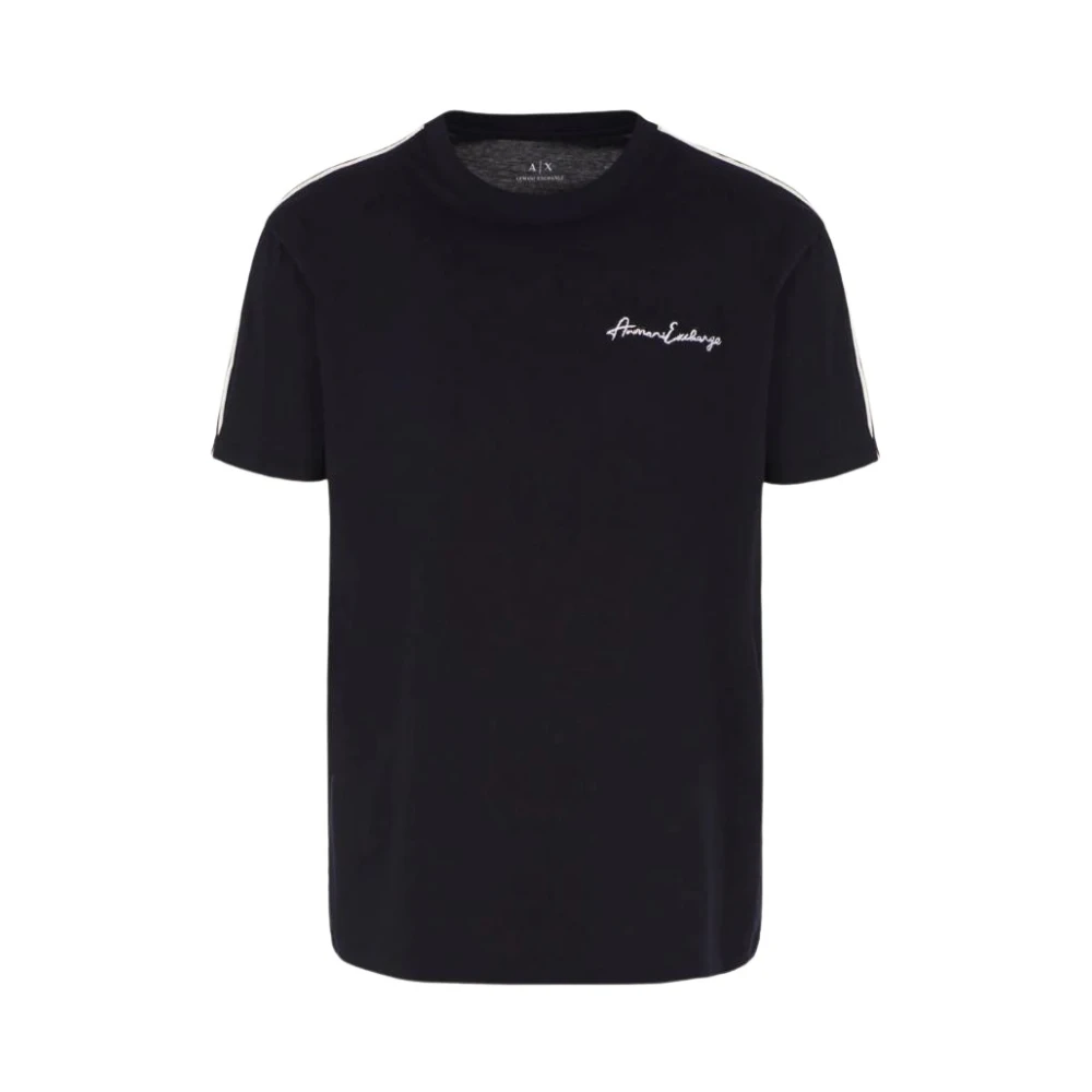 Armani Exchange Elastische Gebreide T-shirt Blue Heren