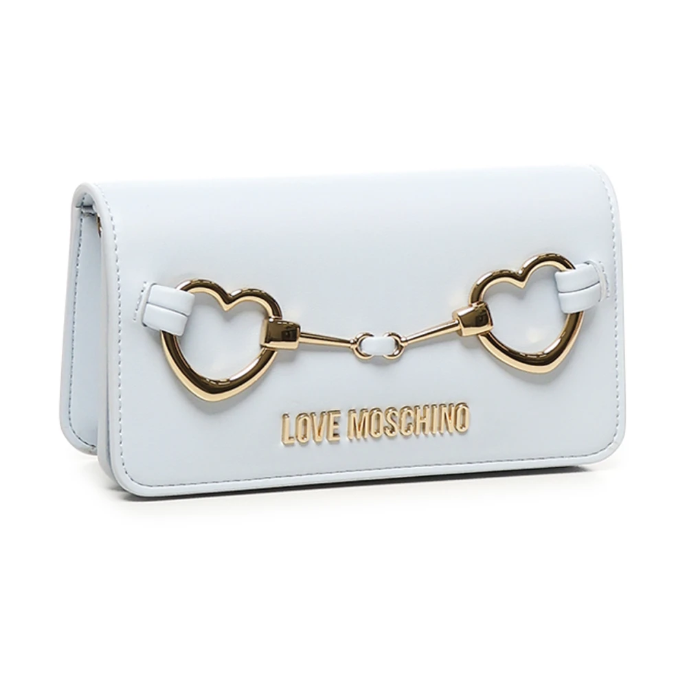 Love Moschino Blauwe Portemonnee met Hartdecoratie Blue Dames