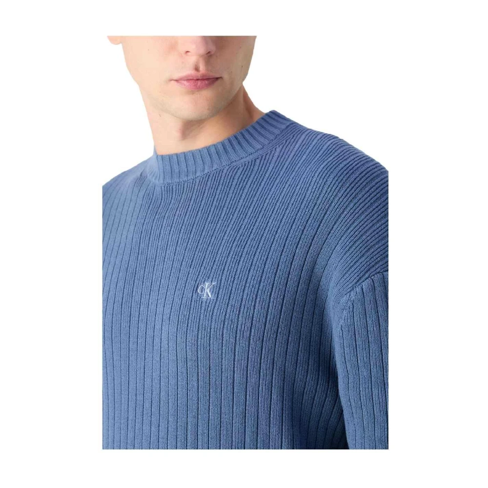 Calvin Klein Lineaire trui voor verfijnd comfort Blue Heren