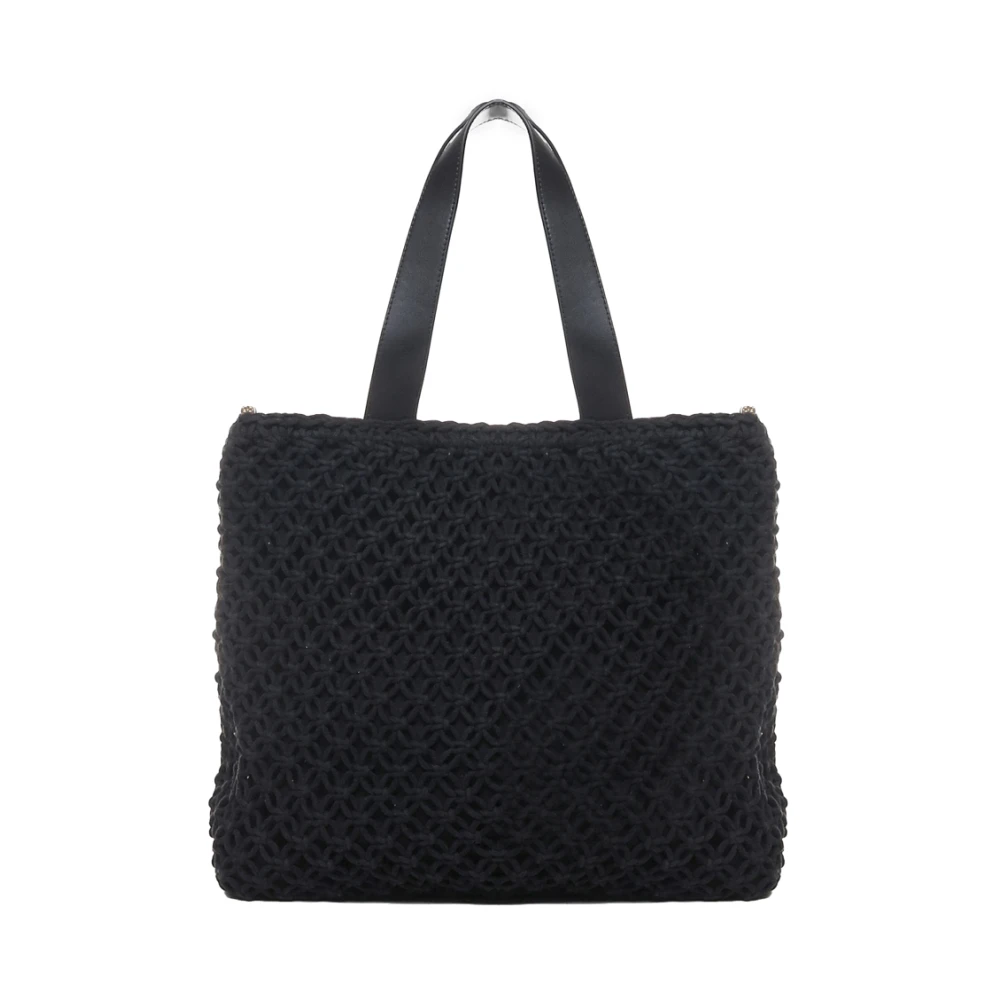 V73 Zwarte Shoppingtas met Logo Bedels Black Dames