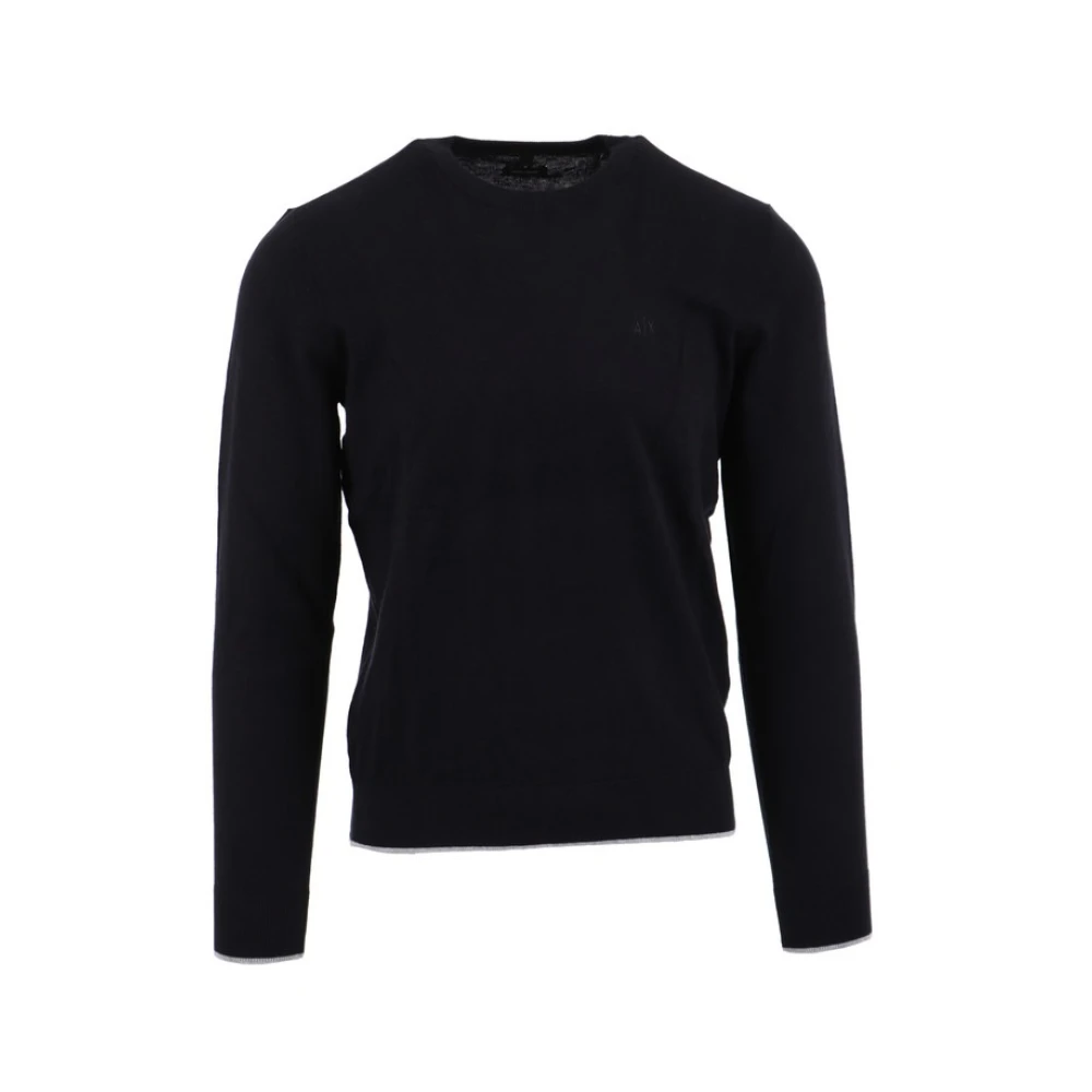 Armani Exchange Men's Black Long Sleeve Jumper - Round-Neck Knitwear - Xl - Knitwear