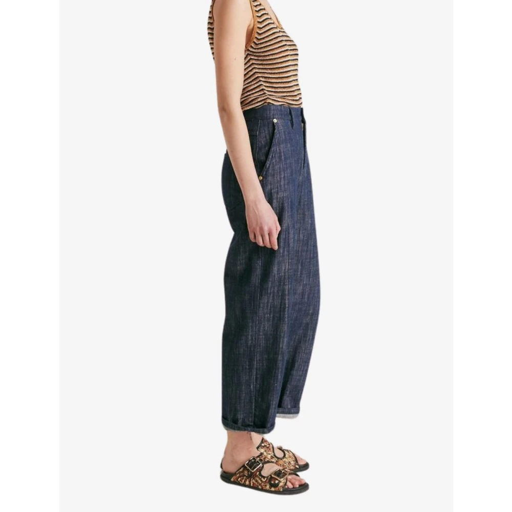 Momoni Baggy Jeans in Denim Kleur Blue Dames