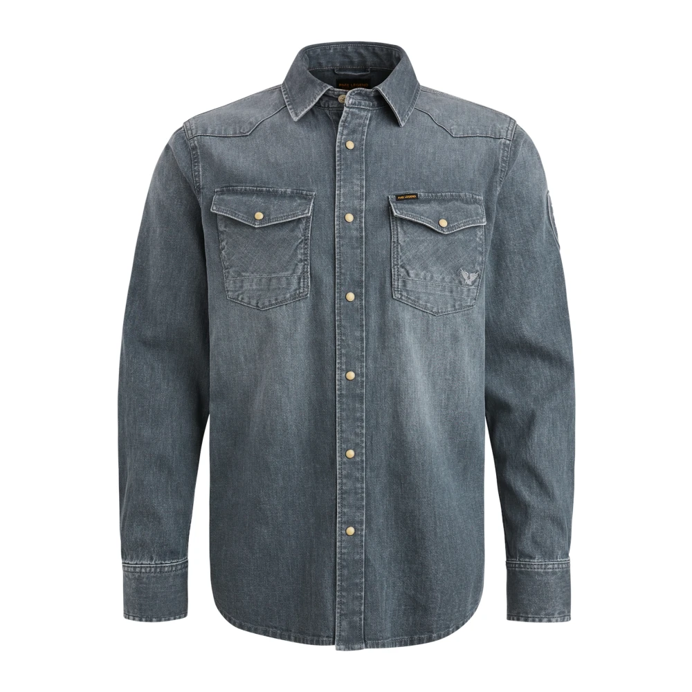 PME Legend Slate Denim Lange Mouw Shirt Blue Heren
