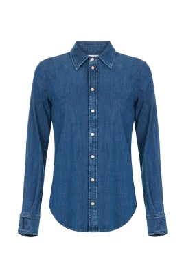 Denimblus med broderad logotyp