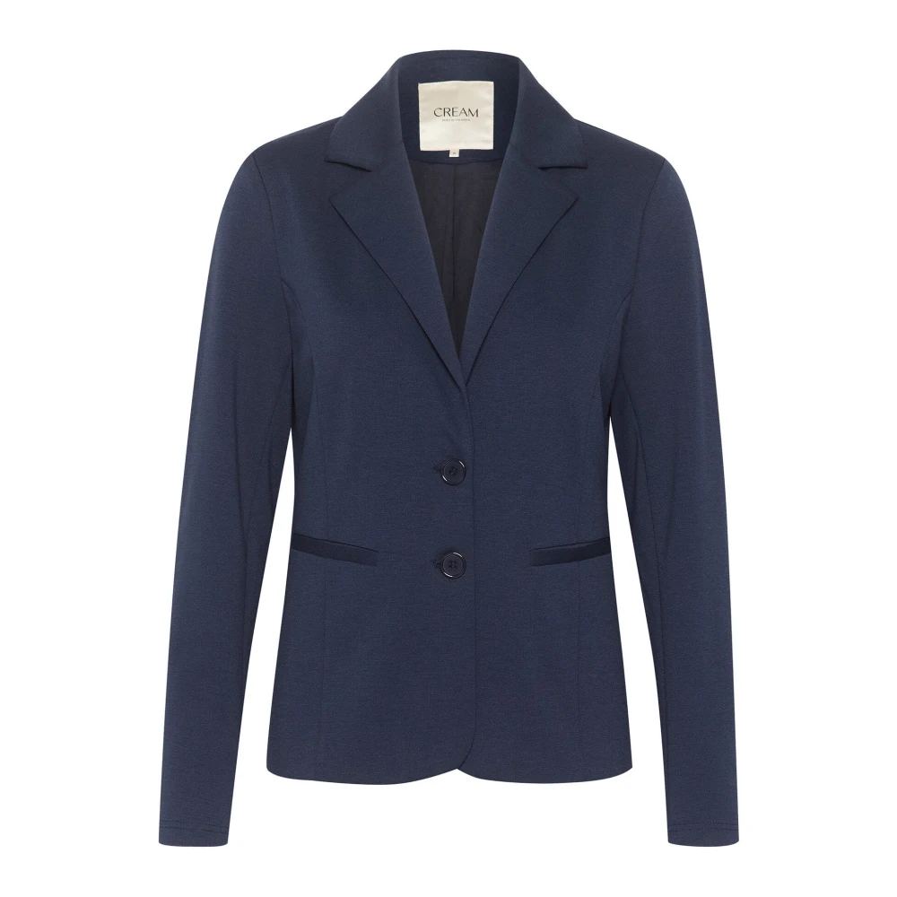 Cream Women's Blue Navy Blazer With Collar And Buttons - Blazers - 2XL - Jackets