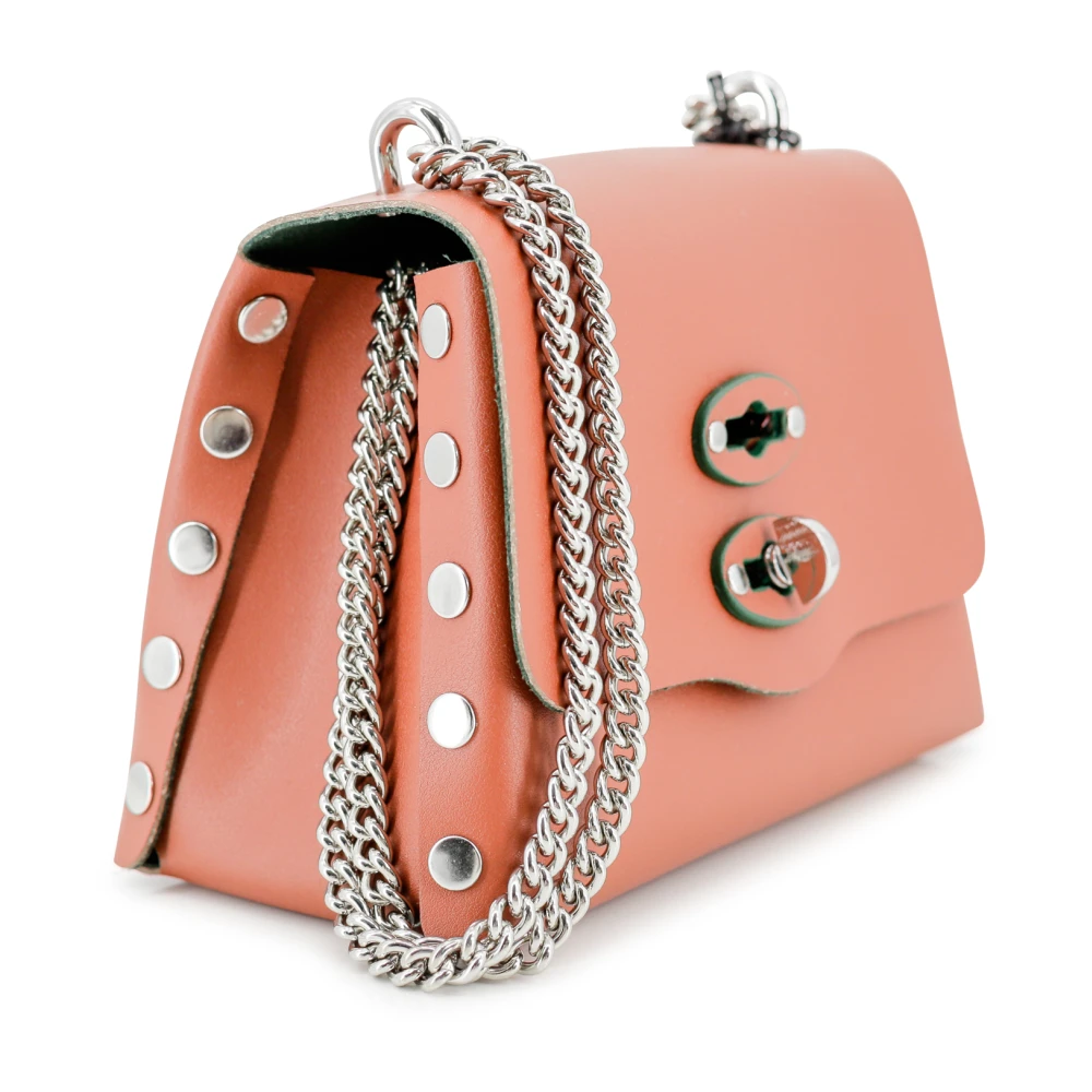 Zanellato Leren schoudertas met studs Pink Dames