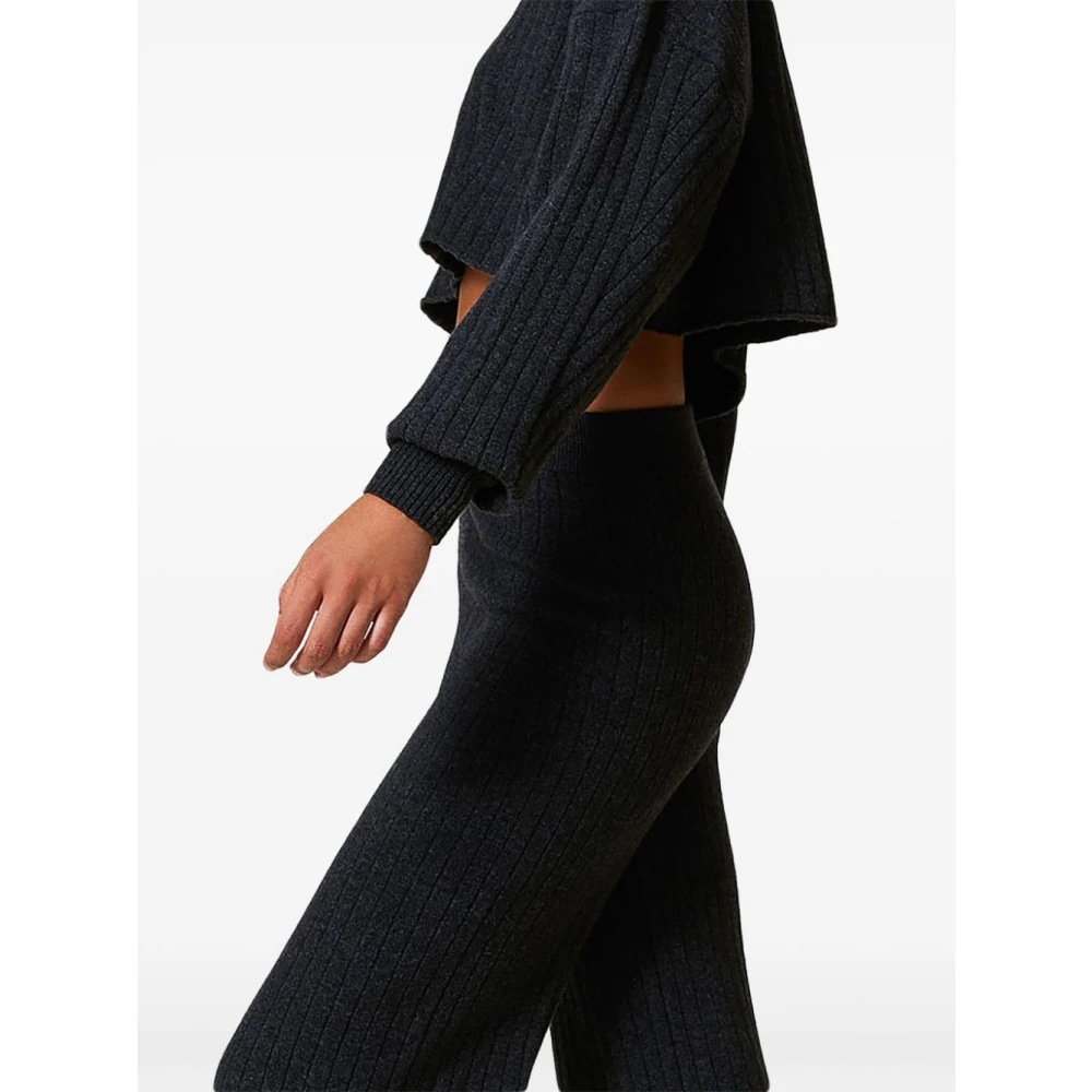 Twinset Gebreide Hoge Taille Wijde Pijp Broek Gray Dames