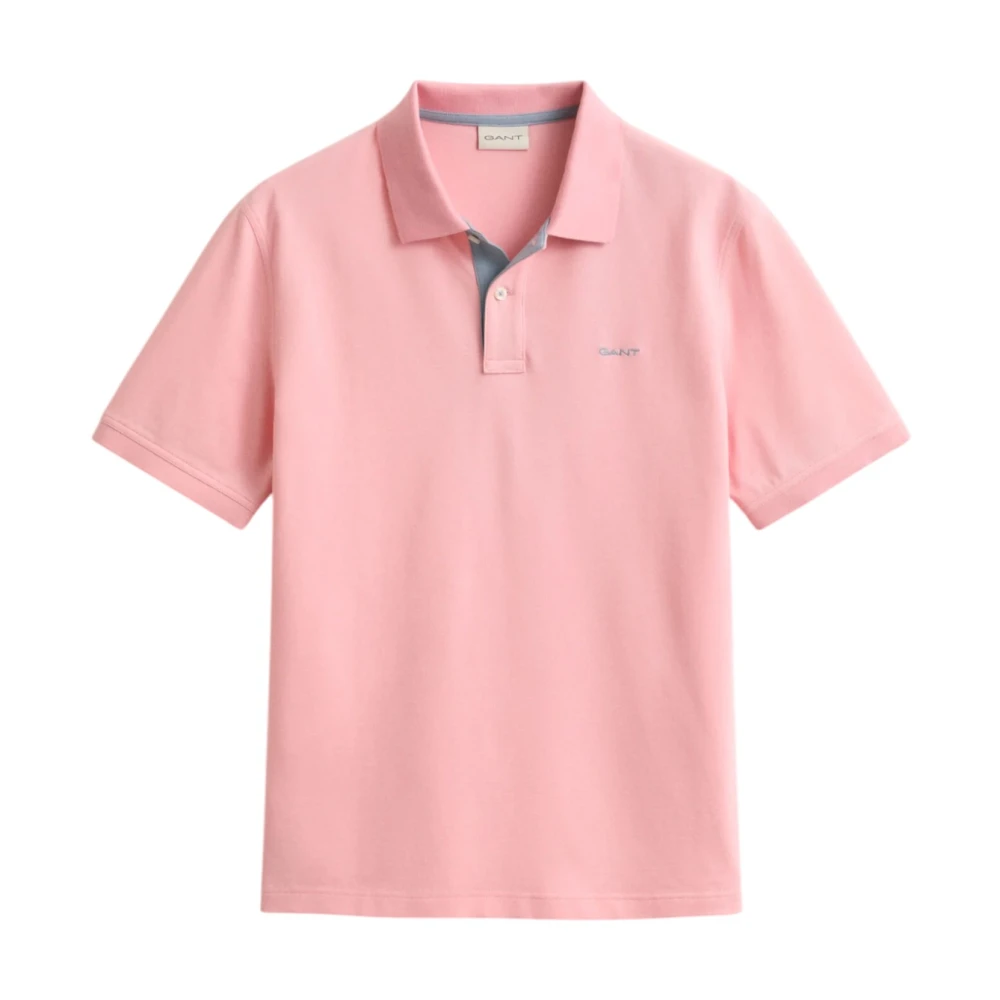 Gant Men's Pink Polo Shirts, L, Contrast Piqué Polo Shirt