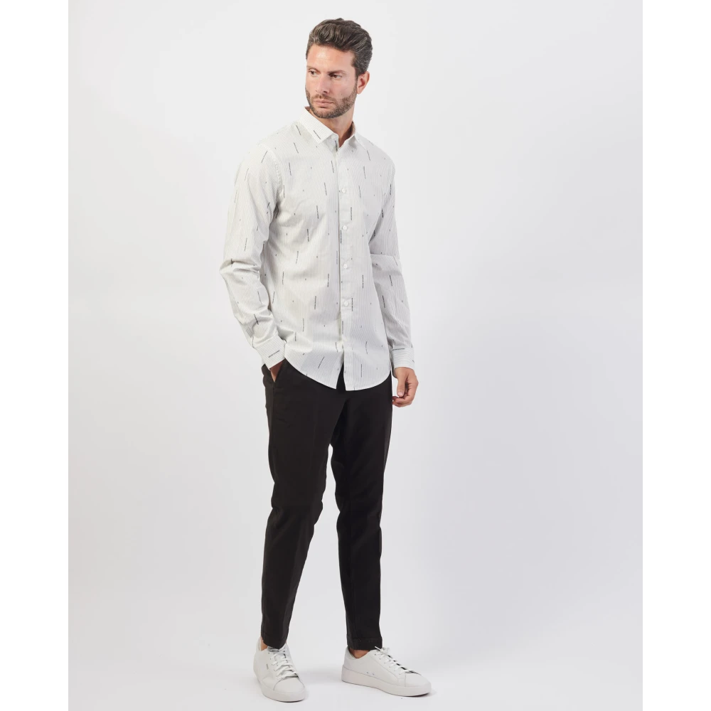 Armani Exchange Casual Poplin Katoenen Overhemd White Heren