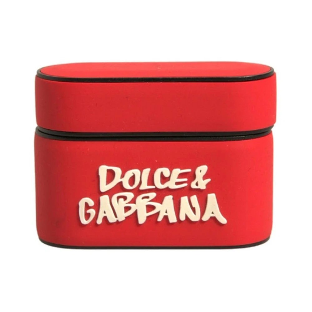 Dolce & Gabbana Men's Red Headphones, One Size, Embossed Logo Airpods Case
