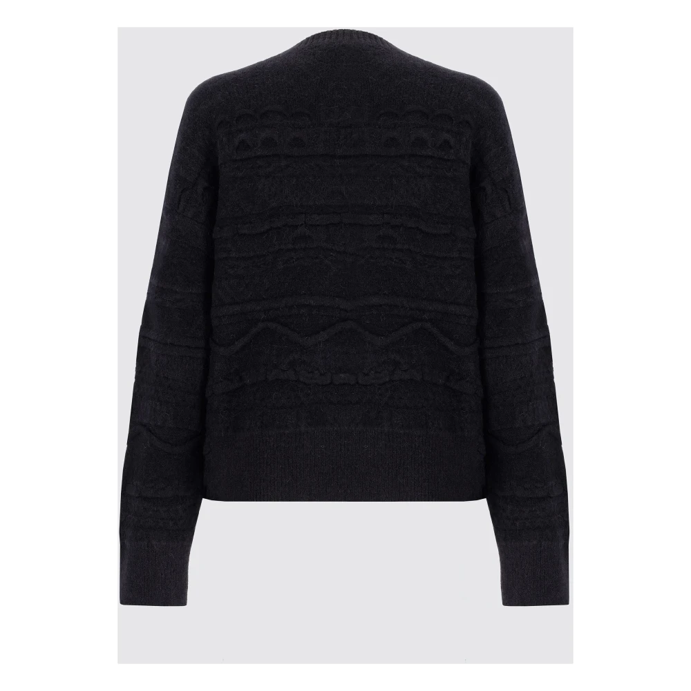 Laneus Ronde Hals Jacquard Trui Black Dames