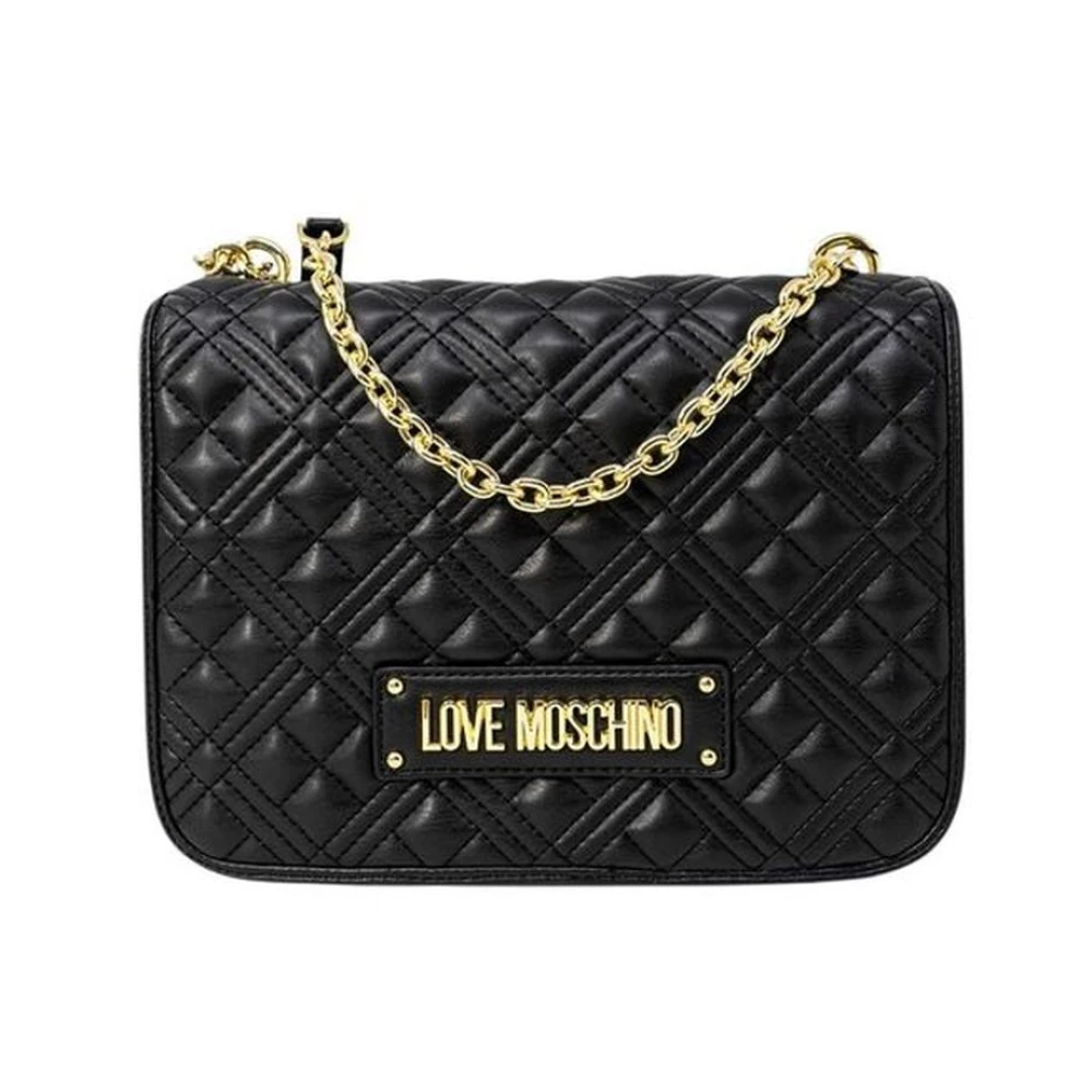 Love Moschino Gestructureerde polyurethaan handtas Herfst Winter collectie Black Dames