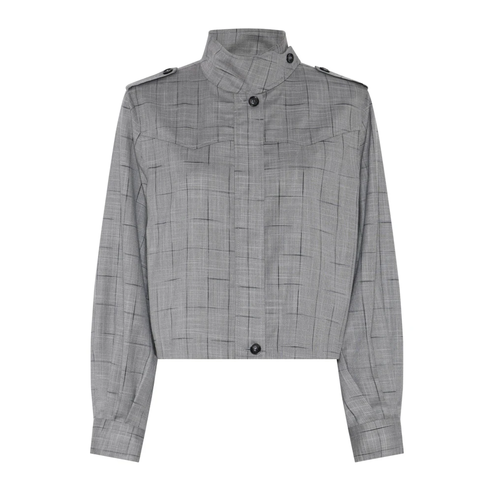 Bruuns Bazaar Moderne Grijze Geruite Jas Blazer Gray Dames