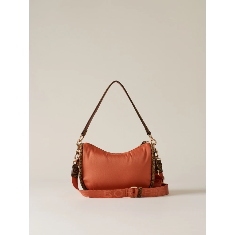 Borbonese Hobo tas van gerecycled stof met lam details Orange Dames