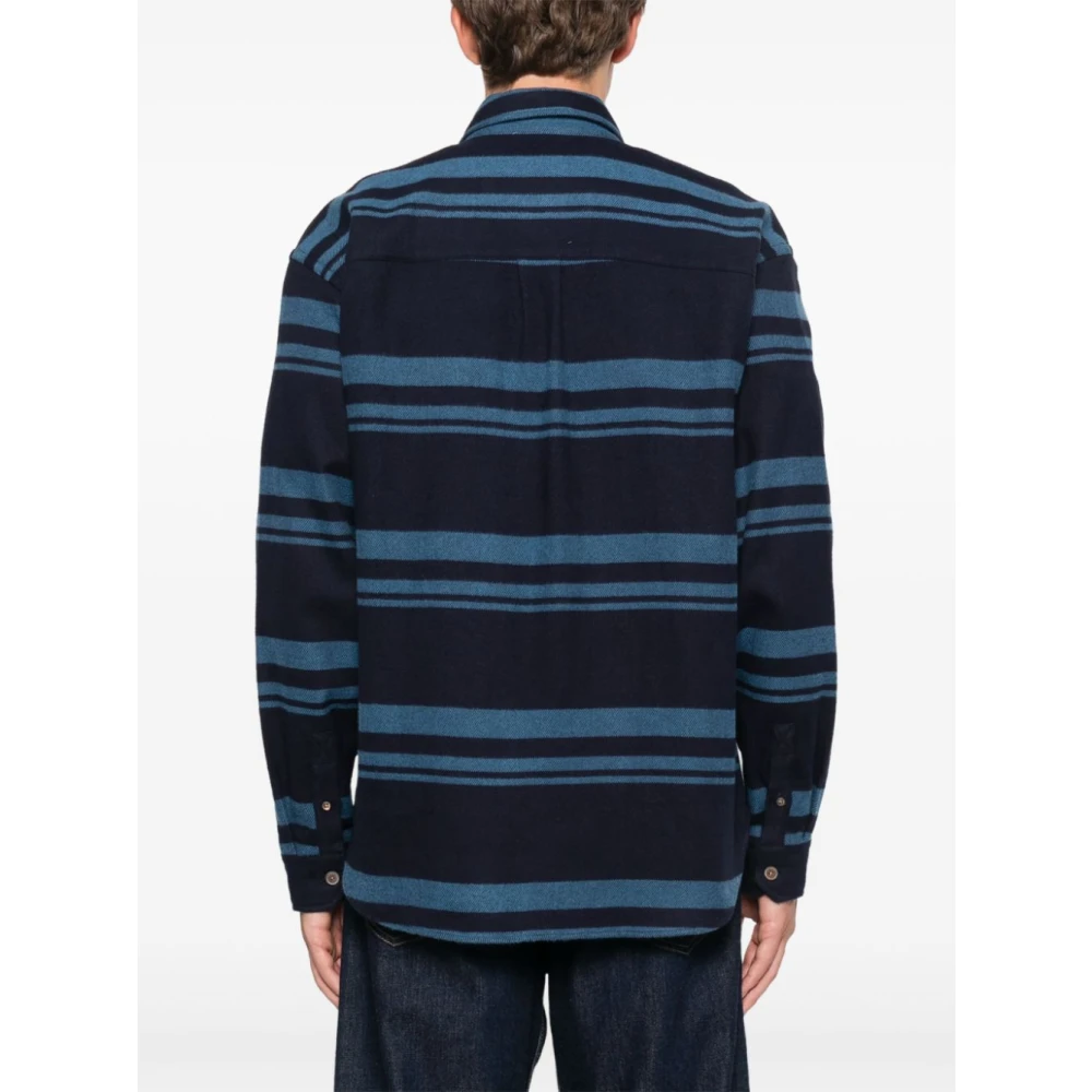 Paul Smith Blauw Gestreept Flanellen Overhemd Blue Heren