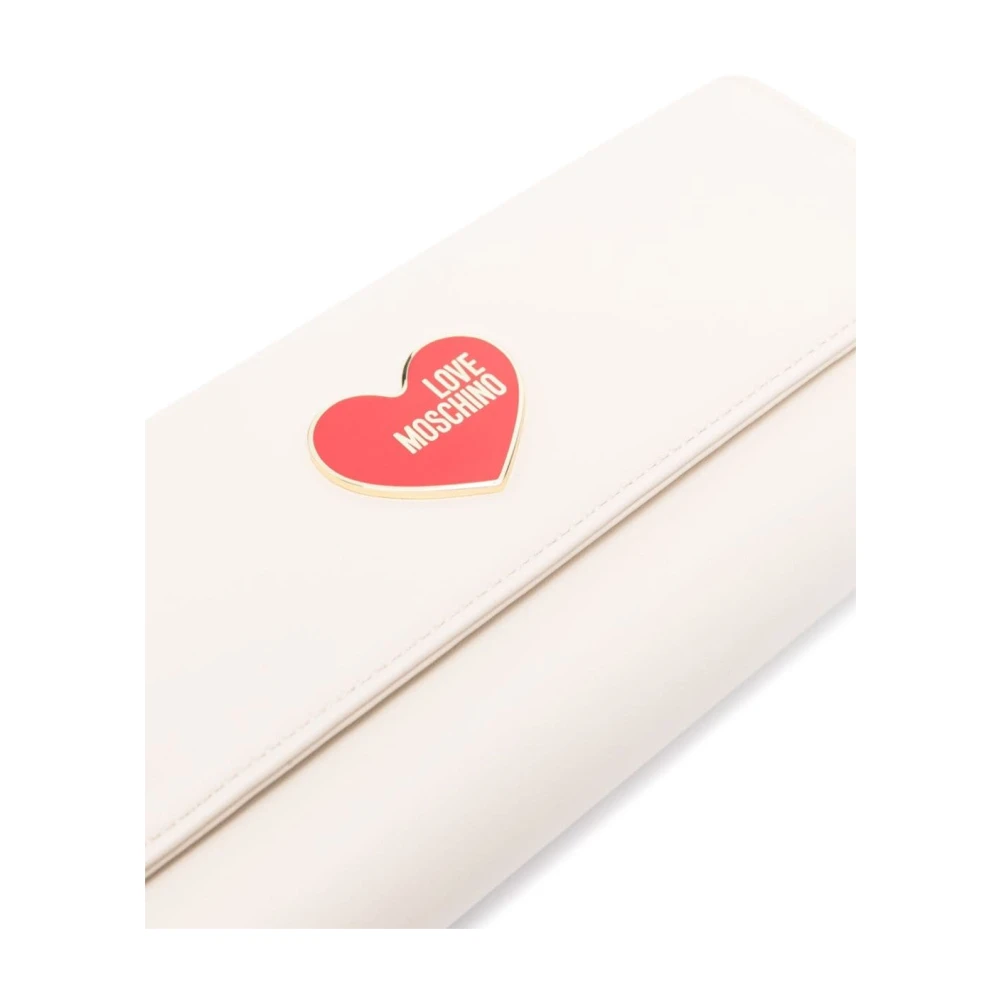 Love Moschino Ivoor Tas met Hart Logo en Gouden Hardware Beige Dames