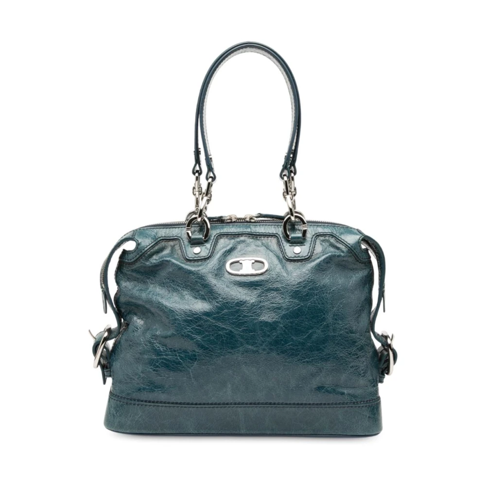 Celine Vintage Women's Blue Pre-Owned Leather Satchel Bag