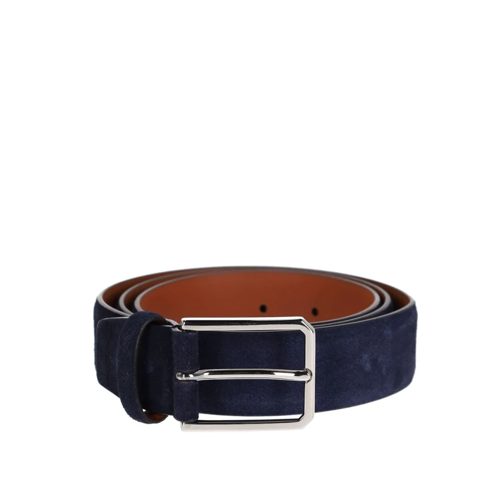 Santoni Men's Blue Stylish Leather Belt With Buckle - Belts - 85 Cm - Accessories