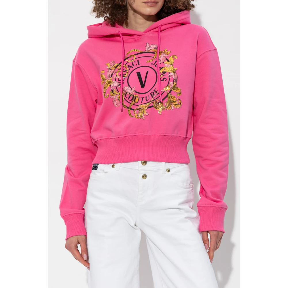 Versace Jeans Couture Sweatshirt met print en glinsterende pailletten Pink Dames