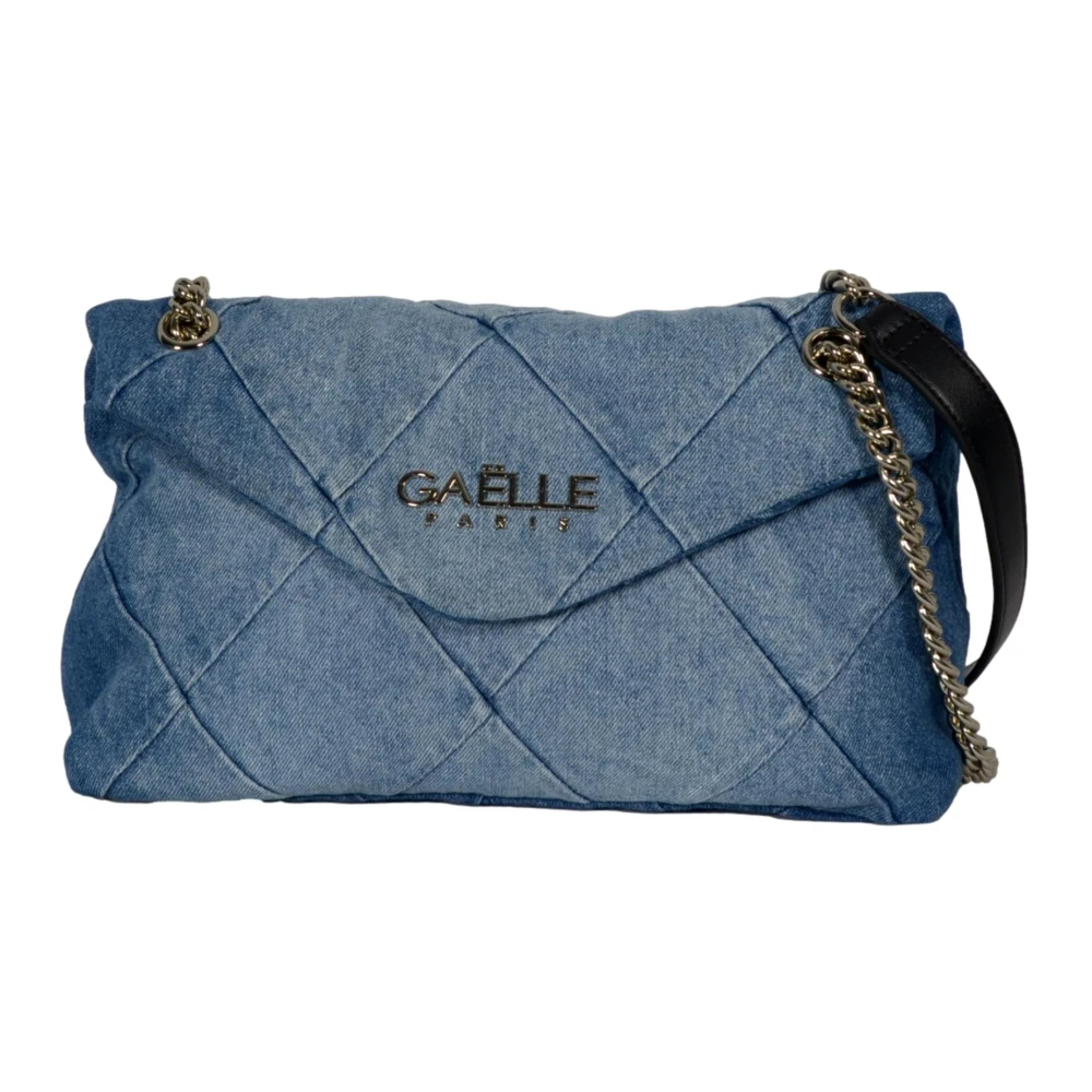 Gaëlle Paris Denim Schoudertas met Metalen Logo Blue Dames