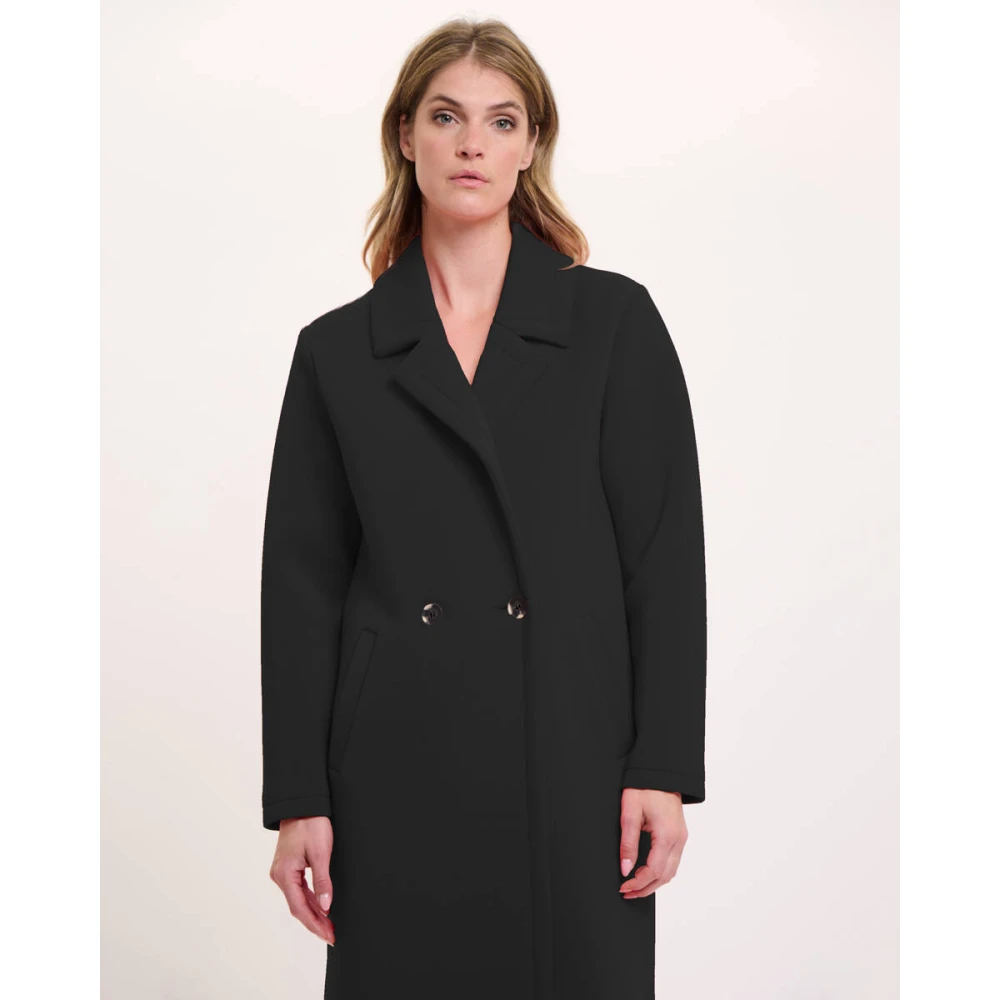 Rino&Pelle Double Breasted Coat in Danja-stijl Black Dames