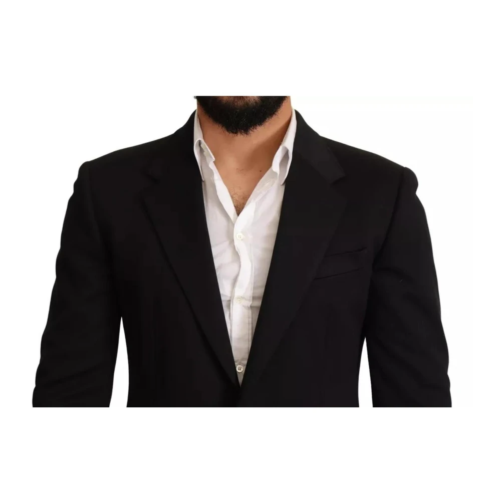 Dolce & Gabbana Zwarte Slim Fit Blazer Jas Black Heren
